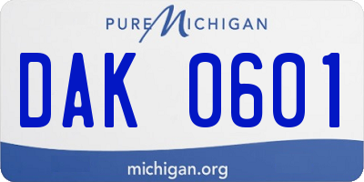 MI license plate DAK0601