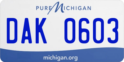 MI license plate DAK0603