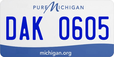 MI license plate DAK0605