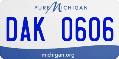 MI license plate DAK0606