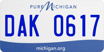 MI license plate DAK0617