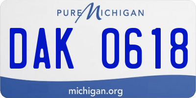 MI license plate DAK0618
