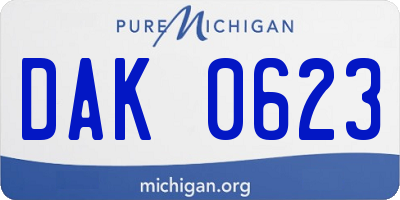 MI license plate DAK0623