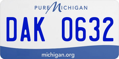 MI license plate DAK0632