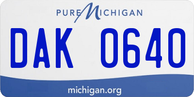 MI license plate DAK0640