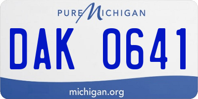 MI license plate DAK0641
