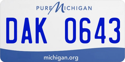 MI license plate DAK0643