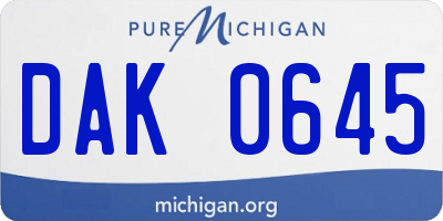 MI license plate DAK0645