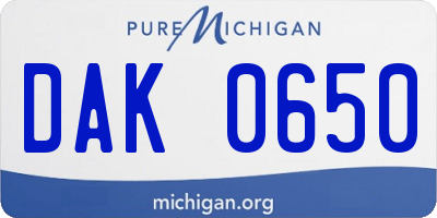 MI license plate DAK0650