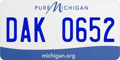 MI license plate DAK0652