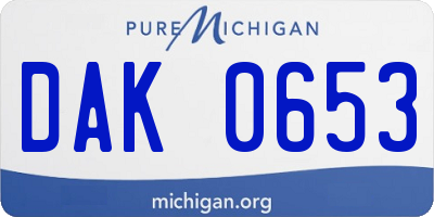 MI license plate DAK0653
