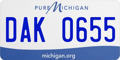 MI license plate DAK0655