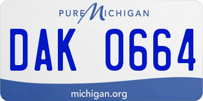 MI license plate DAK0664