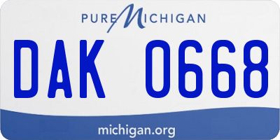 MI license plate DAK0668