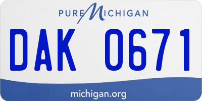 MI license plate DAK0671