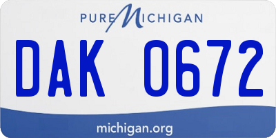 MI license plate DAK0672