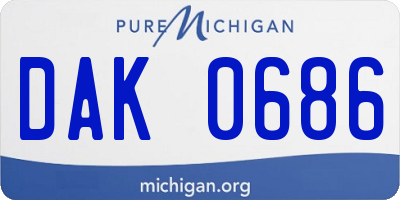 MI license plate DAK0686