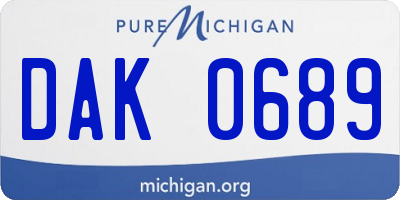MI license plate DAK0689
