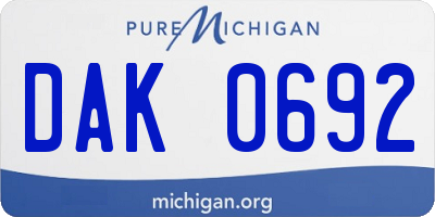 MI license plate DAK0692