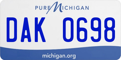 MI license plate DAK0698