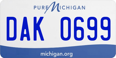 MI license plate DAK0699