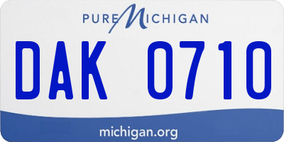 MI license plate DAK0710