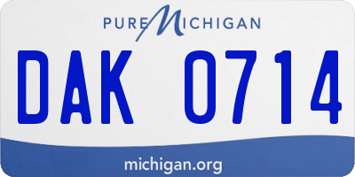 MI license plate DAK0714