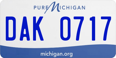 MI license plate DAK0717