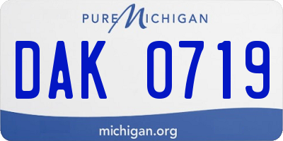 MI license plate DAK0719