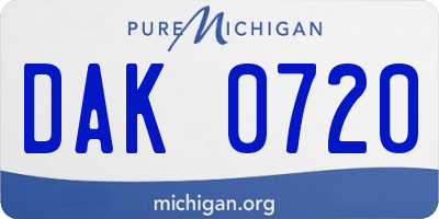 MI license plate DAK0720