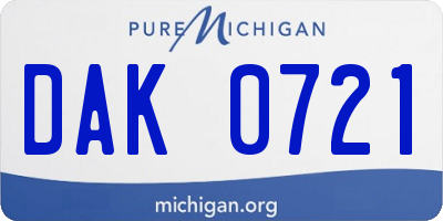 MI license plate DAK0721