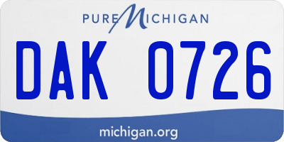 MI license plate DAK0726