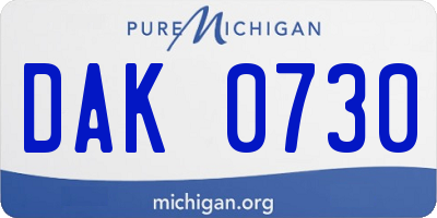 MI license plate DAK0730