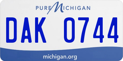 MI license plate DAK0744