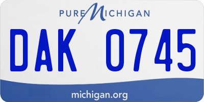 MI license plate DAK0745