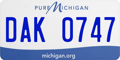 MI license plate DAK0747