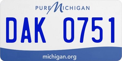 MI license plate DAK0751