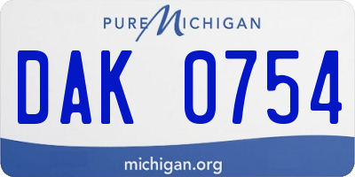 MI license plate DAK0754