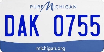 MI license plate DAK0755