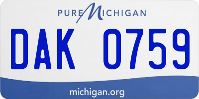 MI license plate DAK0759