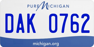MI license plate DAK0762