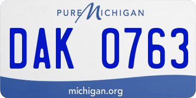 MI license plate DAK0763