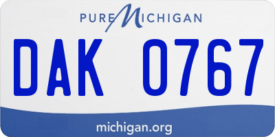 MI license plate DAK0767