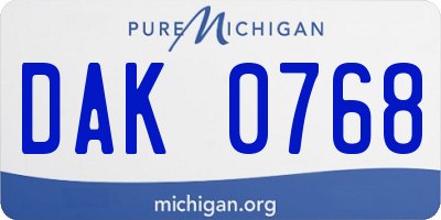 MI license plate DAK0768