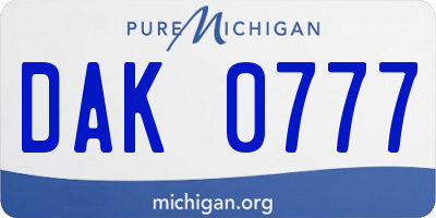 MI license plate DAK0777