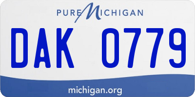 MI license plate DAK0779