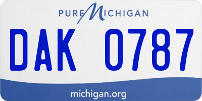 MI license plate DAK0787