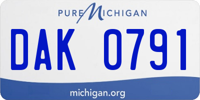 MI license plate DAK0791
