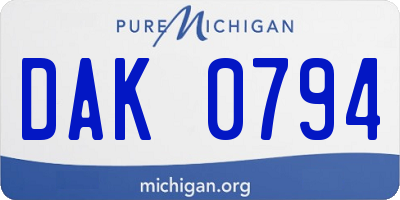 MI license plate DAK0794