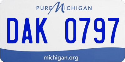 MI license plate DAK0797